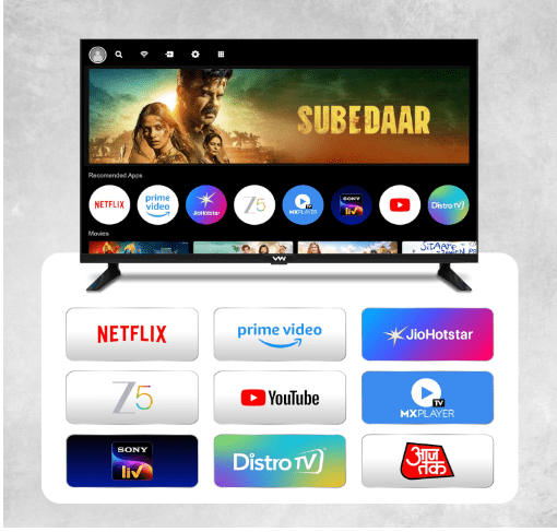 Family enjoying movies on VW43AQ3 Android Smart TV