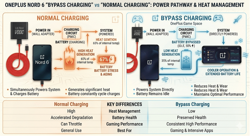 OnePlus Nord 6 normal charging vs bypass charging