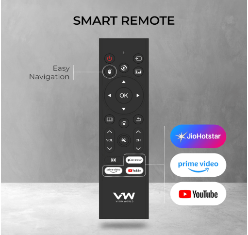 VW43AQ3 Smart TV remote with voice assistant button