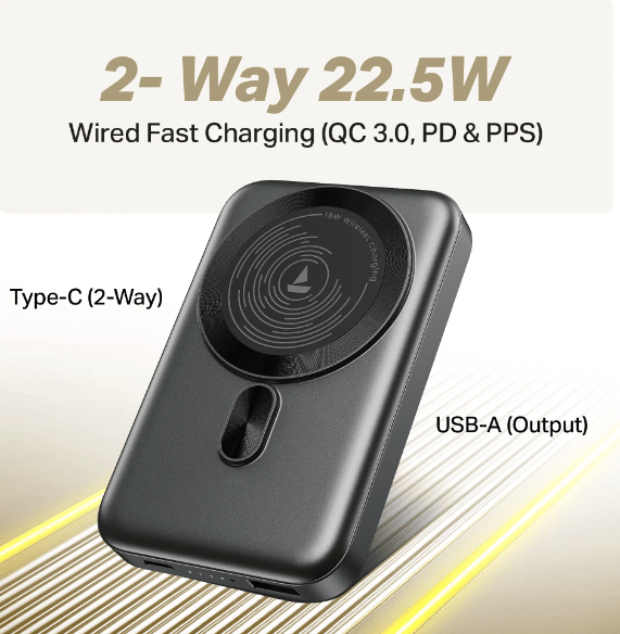 boAt PB331 USB-C and USB-A charging ports