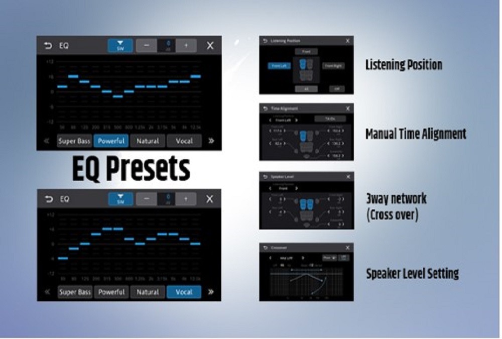 Pioneer DMH-AP6850BT audio settings and 13-band equalizer