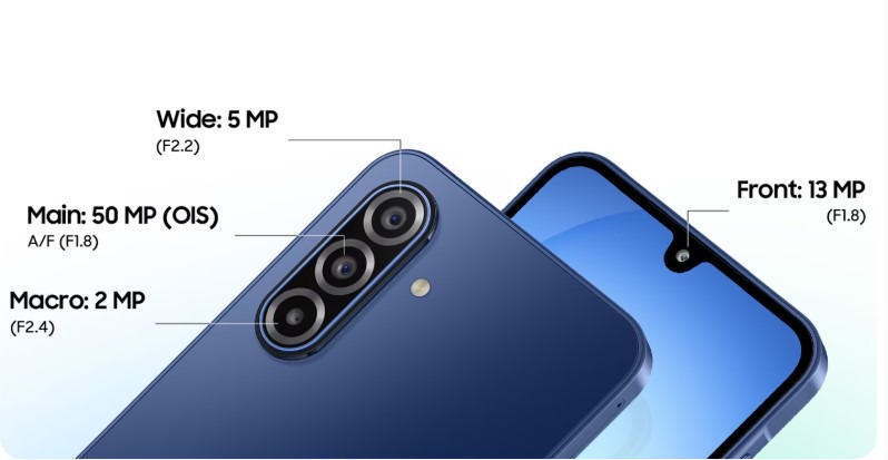 Samsung Galaxy A17 5G rear camera with a 50MP main camera and optical image stabilisation (OIS).