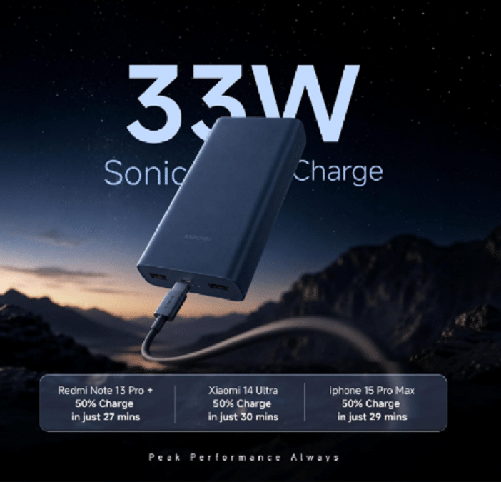Xiaomi Power Bank 4i 33W fast charging test with smartphone